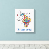Aangepaste regenboogUnicorn Canvas Afdruk (Insitu (Houten vloer))