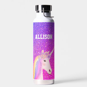 Aangepaste regenboogUnicorn Paars Glitter Kinder Waterfles