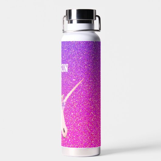 Aangepaste regenboogUnicorn Paars Glitter Kinder Waterfles (Achterkant)
