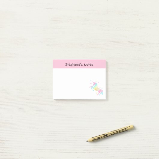 Aangepaste regenboogUnicorn Post-it® Notes (Op bureau)