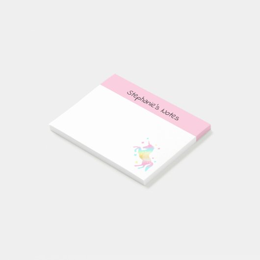 Aangepaste regenboogUnicorn Post-it® Notes (Schuin)
