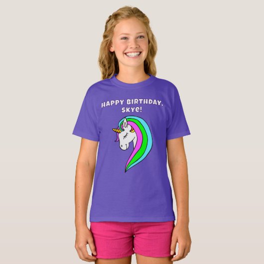 Aangepaste regenboogUnicorn T-shirt (Voorkant volledig)