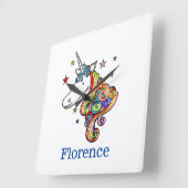 Aangepaste regenboogUnicorn Vierkante Klok (Hoek)