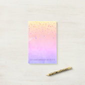 Aangepaste regenboogWaterverf Faux Foil Confetti Post-it® Notes (Op bureau)