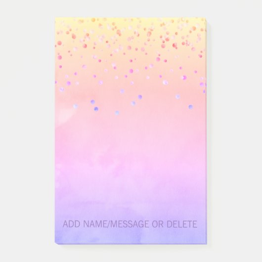 Aangepaste regenboogWaterverf Faux Foil Confetti Post-it® Notes (Voorkant)