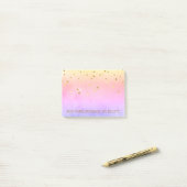 Aangepaste regenboogWaterverf Faux Gold Foil Post-it® Notes (Op bureau)