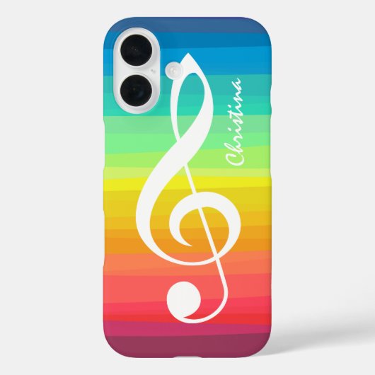 Aangepaste regenboogWaterverf Treble Clef Case-Mate iPhone Case (Achterkant)