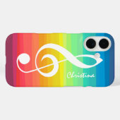 Aangepaste regenboogWaterverf Treble Clef Case-Mate iPhone Case (Achterkant (horizontaal))