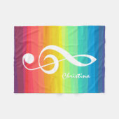 Aangepaste regenboogWaterverf Treble Clef Fleece Deken (Voorkant (Horizontaal))