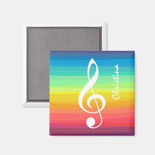 Aangepaste regenboogWaterverf Treble Clef Magneet (Voorkant / Achterkant)