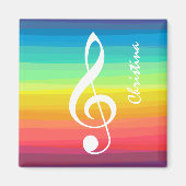 Aangepaste regenboogWaterverf Treble Clef Magneet (Voorkant)