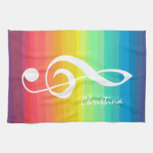 Aangepaste regenboogWaterverf Treble Clef Theedoek (Horizontaal)