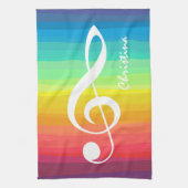 Aangepaste regenboogWaterverf Treble Clef Theedoek (Verticaal)