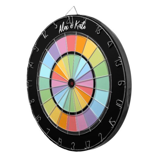 Aangepaste regenboogwielpositiviteit LGBT pastelkl Dartbord (Voorkant Rechts)