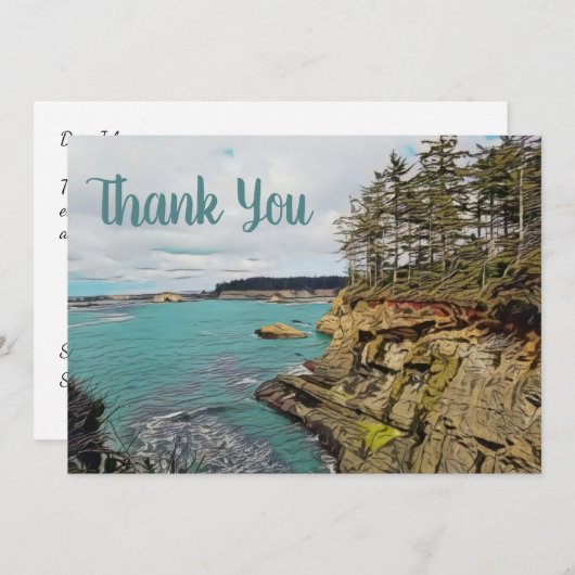 Aangepaste regionale kustkaart - Hartelijk dank Bedankkaart (Voorkant / Achterkant)