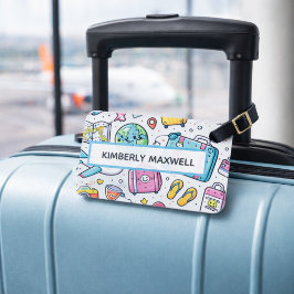 Aangepaste Reis Doodle Bagage Label Leuke Ontwerp