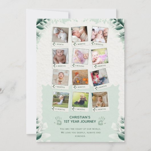 Aangepaste Reis Foto Collage van Baby's Eerste Jaa Kaart (Voorkant)