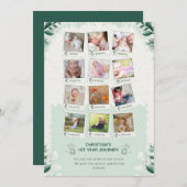 Aangepaste Reis Foto Collage van Baby's Eerste Jaa Kaart (Voorkant / Achterkant)