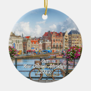 Aangepaste Reis Foto Kerstboom Keramisch Ornament