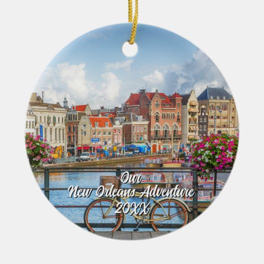 Aangepaste Reis Foto Kerstboom Keramisch Ornament (Voorkant)