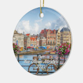 Aangepaste Reis Foto Kerstboom Keramisch Ornament (Links)