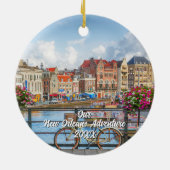 Aangepaste Reis Foto Kerstboom Keramisch Ornament (Achterkant)