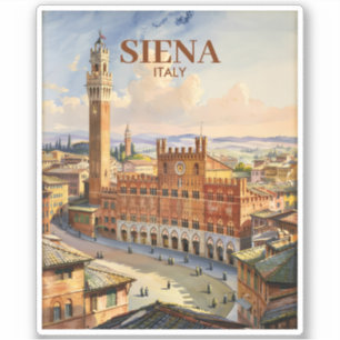 Aangepaste reis naar Siena Italië Vintage Piazza d Sticker