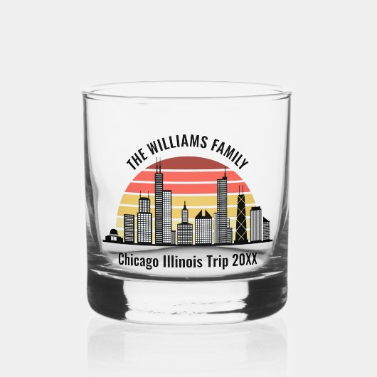 Aangepaste reis souvenir van Chicago zonsondergang Whisky Glas (Voorkant)