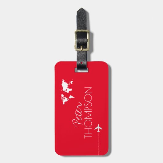 Aangepaste reisavonturen Elegant Red Bagagelabel (Voorkant verticaal)