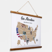 Aangepaste reisavonturen VS-fotocollage Hangend Wandkleed (Gebogen)