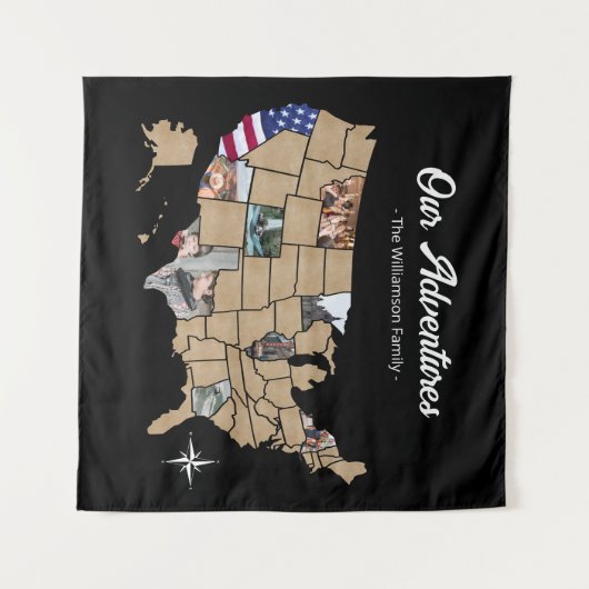 Aangepaste reisavonturen VS-fotocollage Wandkleed (Voorkant (horizontaal))