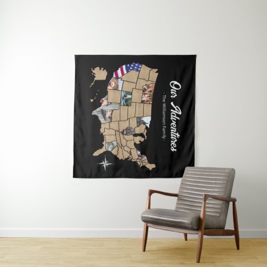 Aangepaste reisavonturen VS-fotocollage Wandkleed (In Situ (horizontaal))