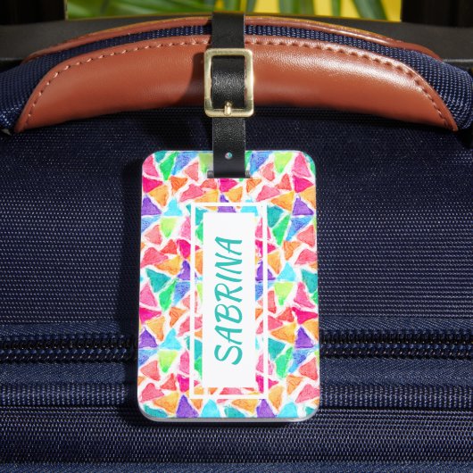 Aangepaste Reisbagage Label Met Leuke Mozaïek Kuns Bagagelabel (Voorkant Insitu 2)