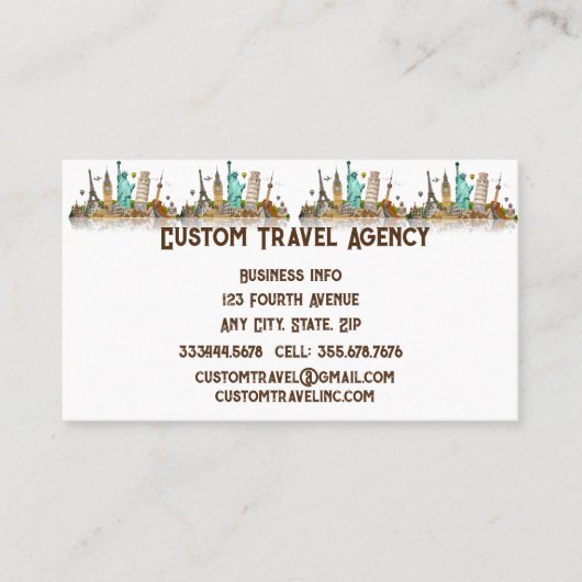 Aangepaste reisbureau cruiseschepen visitekaartje (Voorkant)