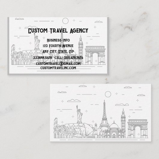 Aangepaste reisbureau cruiseschepen visitekaartje (Voorkant / Achterkant)