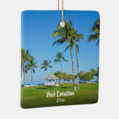 Aangepaste reisfoto, jaar 2-zijdig, moderne kerstm keramisch ornament (Rechts)