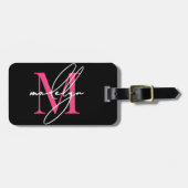 Aangepaste Reisgids Roze Initiële Naam Monogram Bagagelabel (Voorkant horizontaal)