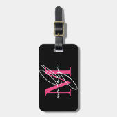 Aangepaste Reisgids Roze Initiële Naam Monogram Bagagelabel (Voorkant verticaal)