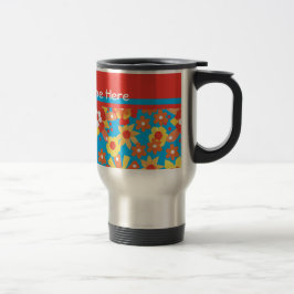 Aangepaste reismuis met Ditsy Oranje bloemen Reisbeker