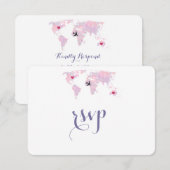 Aangepaste Reizen Trouwen Waterverf Wereldkaart RS RSVP Kaartje (Voorkant / Achterkant)
