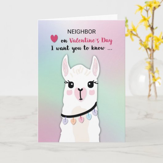 Aangepaste relatie, Buurman Llamas Valentijn's Day Kaart (Gele Bloem)