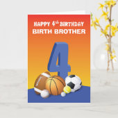 Aangepaste Relatie Geboorte Broer Jongen 4e Verjaa Kaart (Gele Bloem)