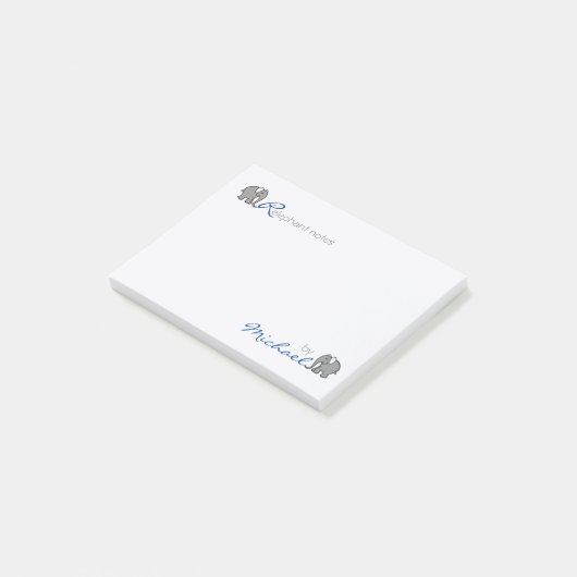 Aangepaste "RElephant Notes" grijs en blauw Post-it® Notes (Schuin)