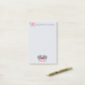 Aangepaste "RElephant Notes" grijs en rood Post-it® Notes (Op bureau)