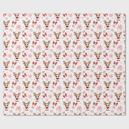 Aangepaste Rendier Kerstmis Gift Wrap Cadeaupapier (Vlak)