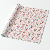 Aangepaste Rendier Kerstmis Gift Wrap Cadeaupapier (Uitgerold)