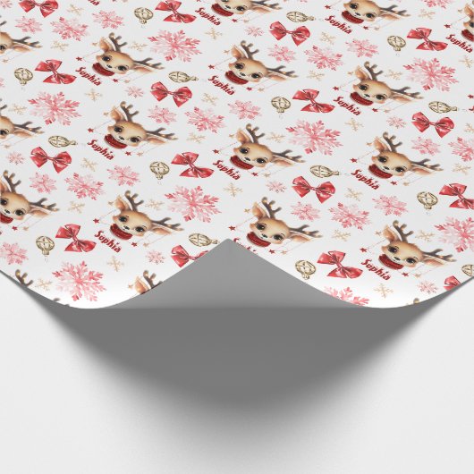 Aangepaste Rendier Kerstmis Gift Wrap Cadeaupapier (Hoek)