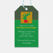 Aangepaste rendieren bos groene vakantie groeten cadeaulabel (Achterkant)