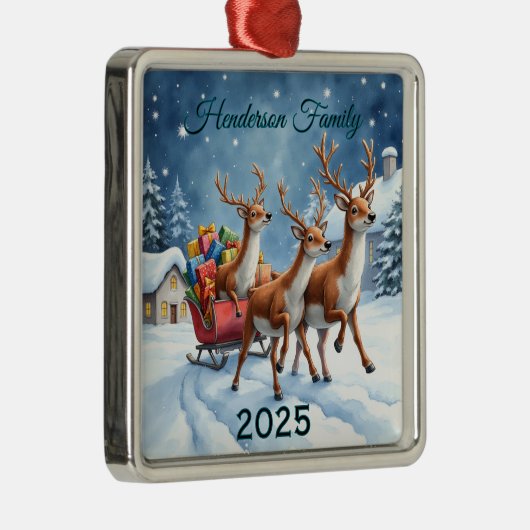 Aangepaste rendierfamilie van drie metalen ornament (Rechts)