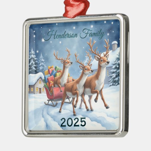 Aangepaste rendierfamilie van drie metalen ornament (Links)